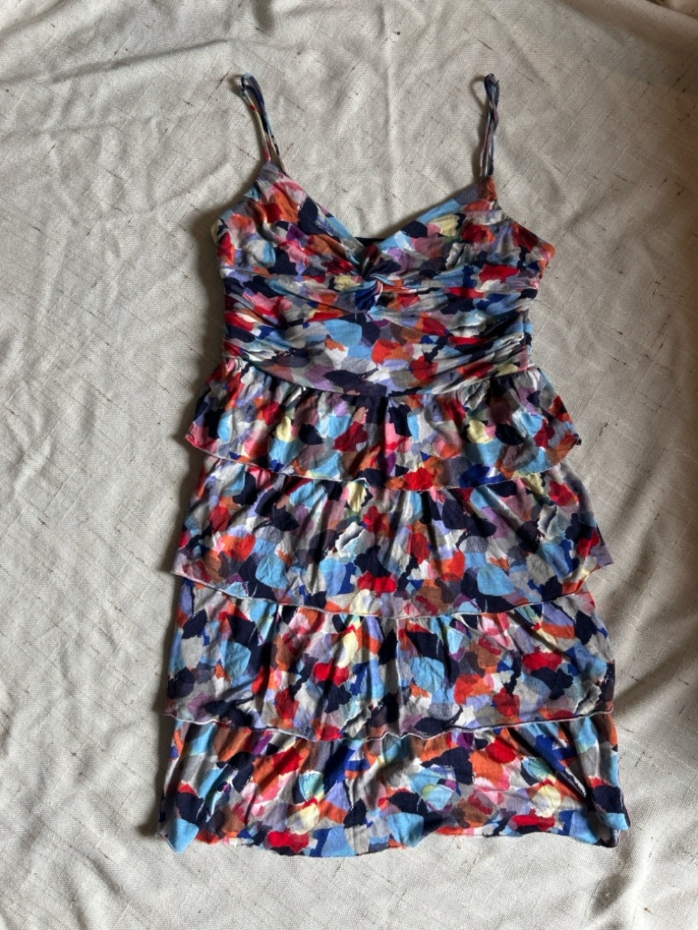 Dynamite Petite Floral Tiered Ruffle Mini Dress Y2K Cami P/S
